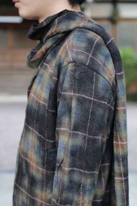 yohji yamamoto チェックJQ製品ムラ染めボウタイロングシャツStyle .2020.10.2.