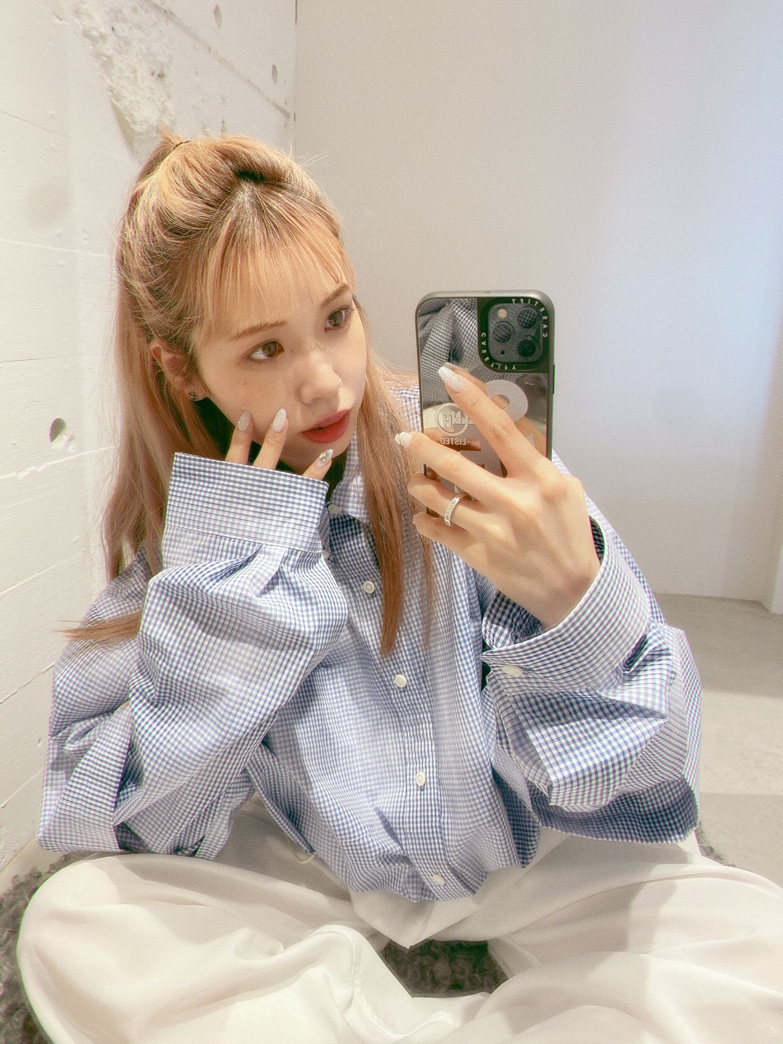 セダンオールパーパスSS24 Detachable Shadow Plaid BD Shirt (SD24S-SH04)Blue Plaid