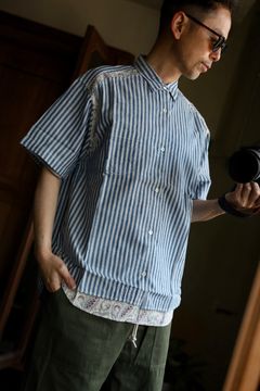 コムデギャルソンオム25SS ストライプS/Sシャツ(HO-B019-051)BLUE STRIPE