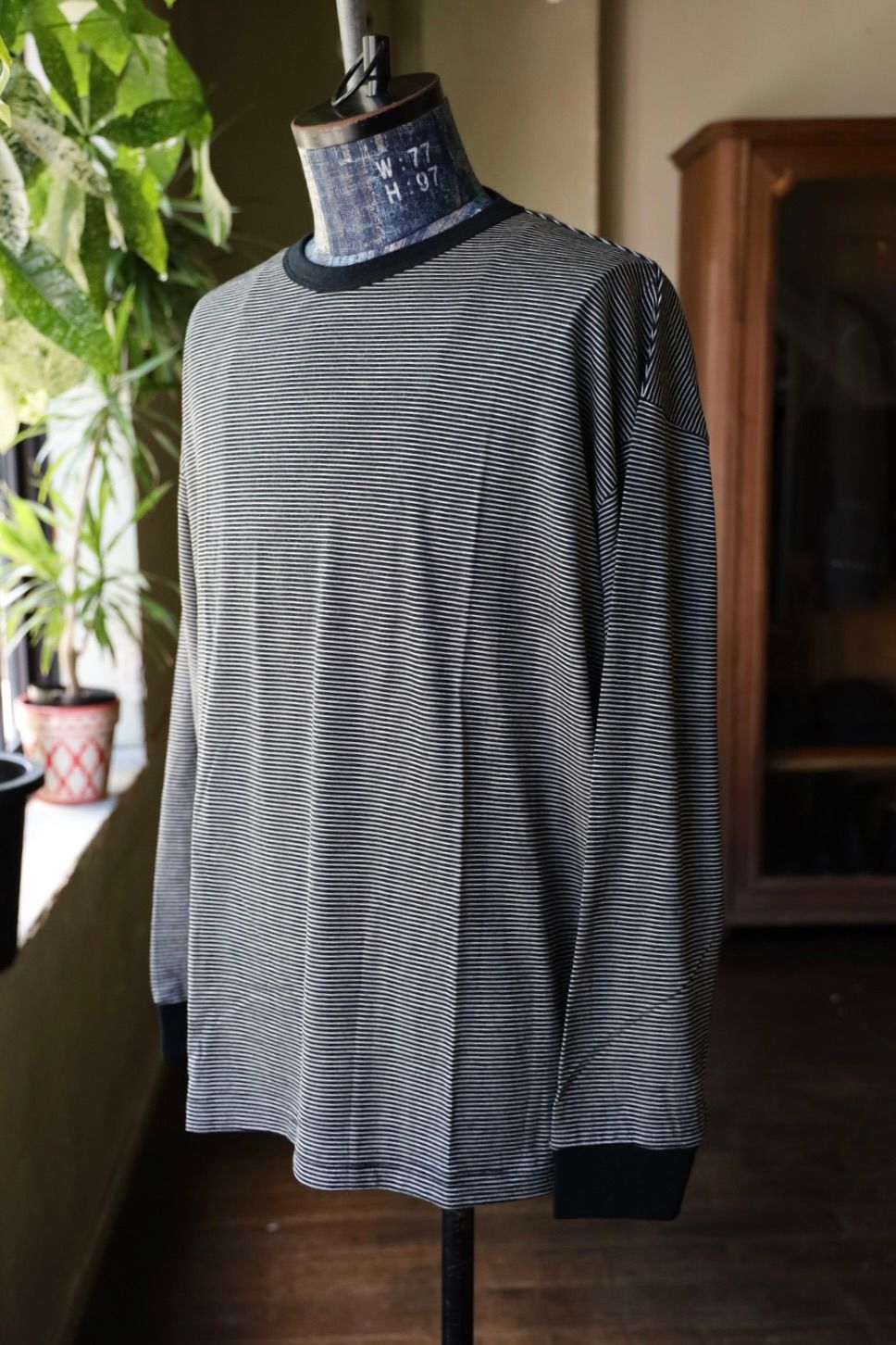 グラフペーパー 25AW Wool Border L/S Tee(GU253-70230B)BLACK×WHITE☆9月6日(土)発売！