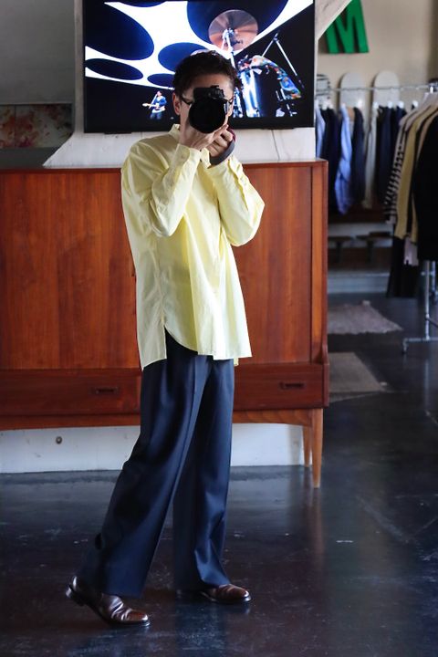 Ets.MATERIAUX 22SS Band collar shirt"YELLOW"style.2021.12.14.