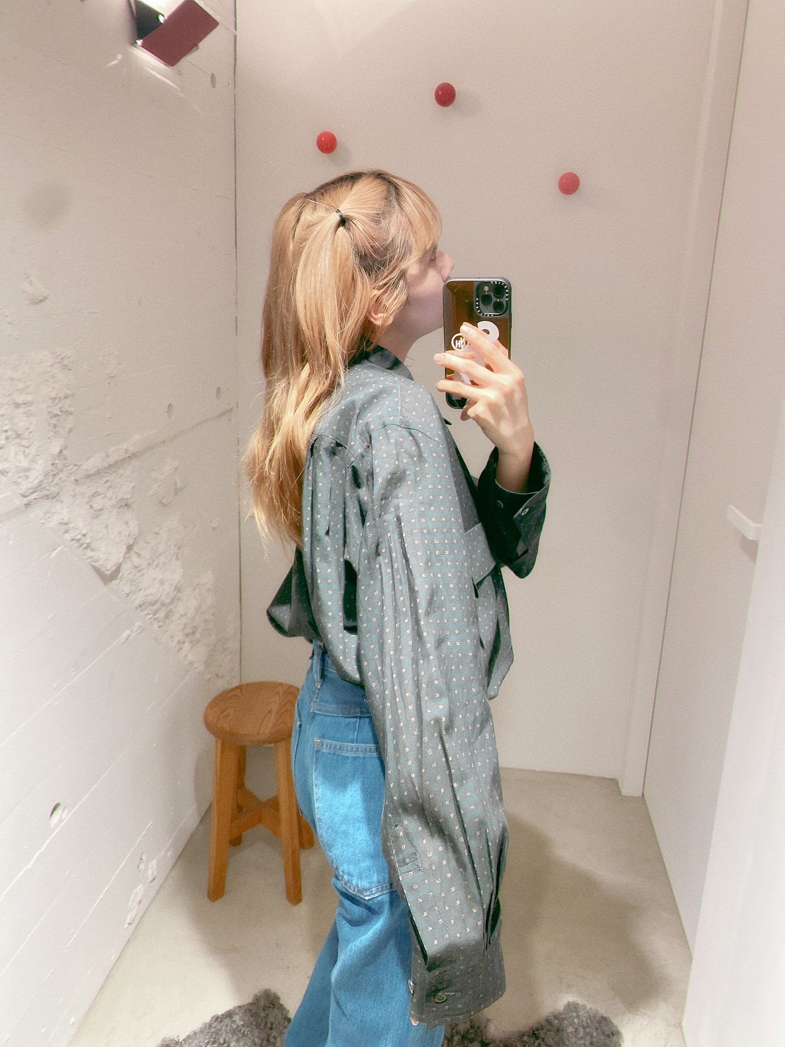ヨーク24SS PIXEL LOW PLAID OPEN COLLAR SHIRT(YK24SS0654SH)NAVY