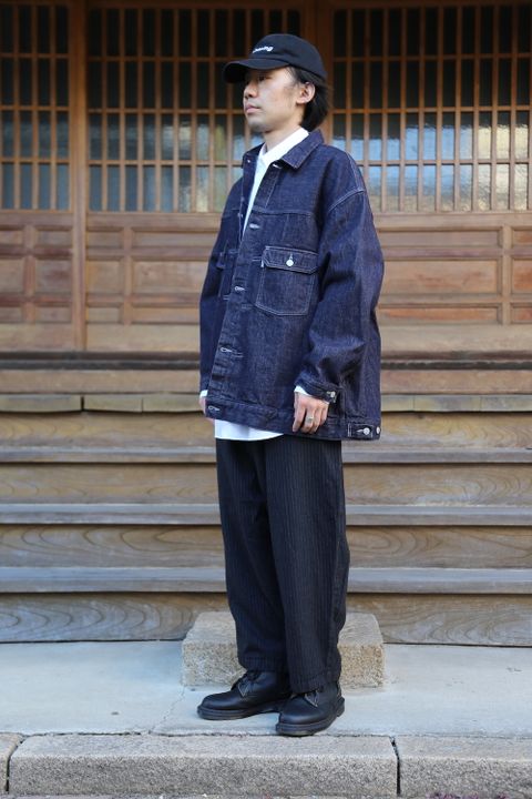 COMME des GARCONS HOMME ウールヘリンボーンストライプ製品縮絨パンツ"CHARCOAL"Style.2020.10.18.