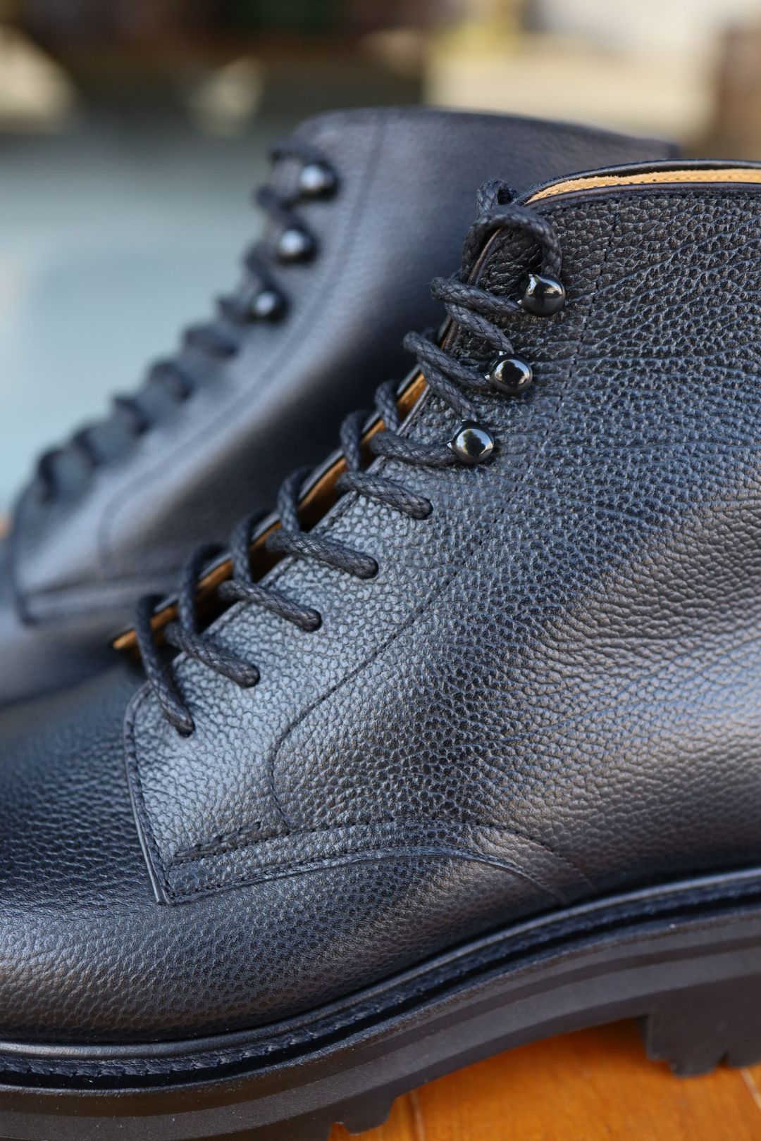 FOOTWORKSフットワークス  レースアップブーツ Lace-up shoes in grain leather(F03-0002_M)BLACK☆新作発売！