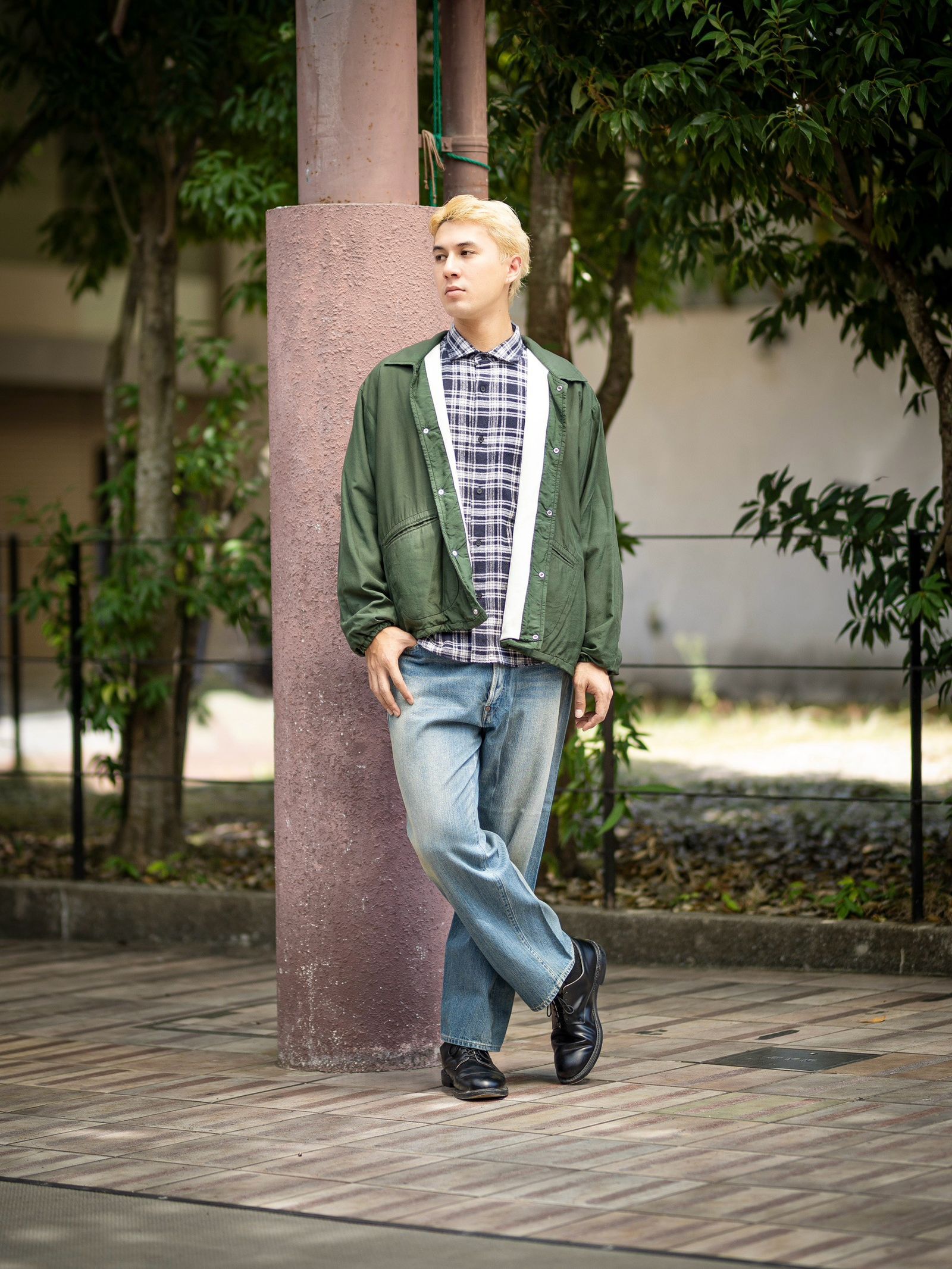 A.PRESSE 新作Vintage Washed Silk Taffeta Coach Jacket