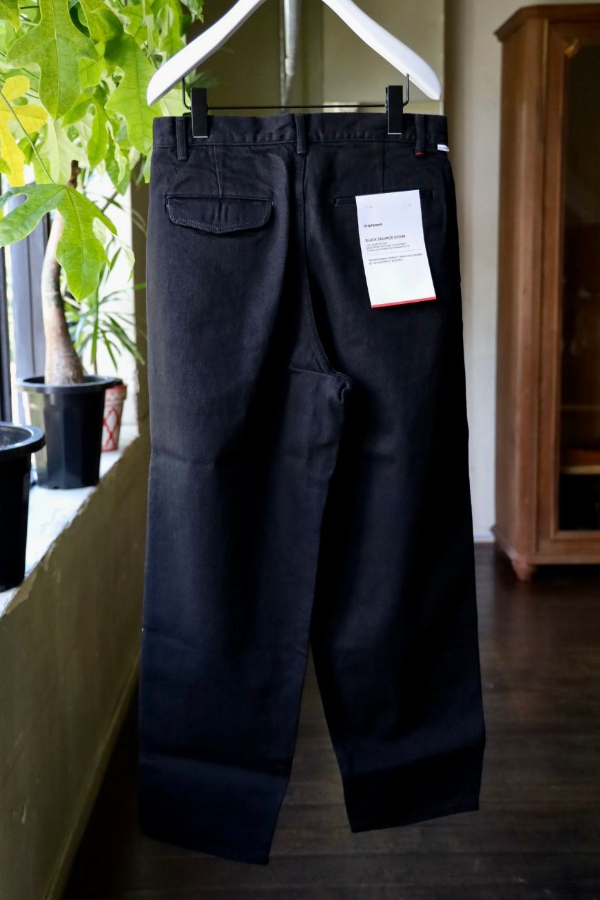 グラフペーパー25AW Selvage Denim Two Tuck Pants(GU253-40061RB)BLACK_WASHED☆7月26日(土)発売！