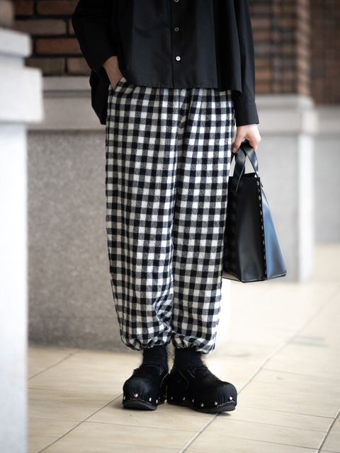 tao 26FW ウールギンガムチェック先染 製品縮絨パンツ(TR-P005-051-1)BLACK×WHITE☆10月2日(金)発売！