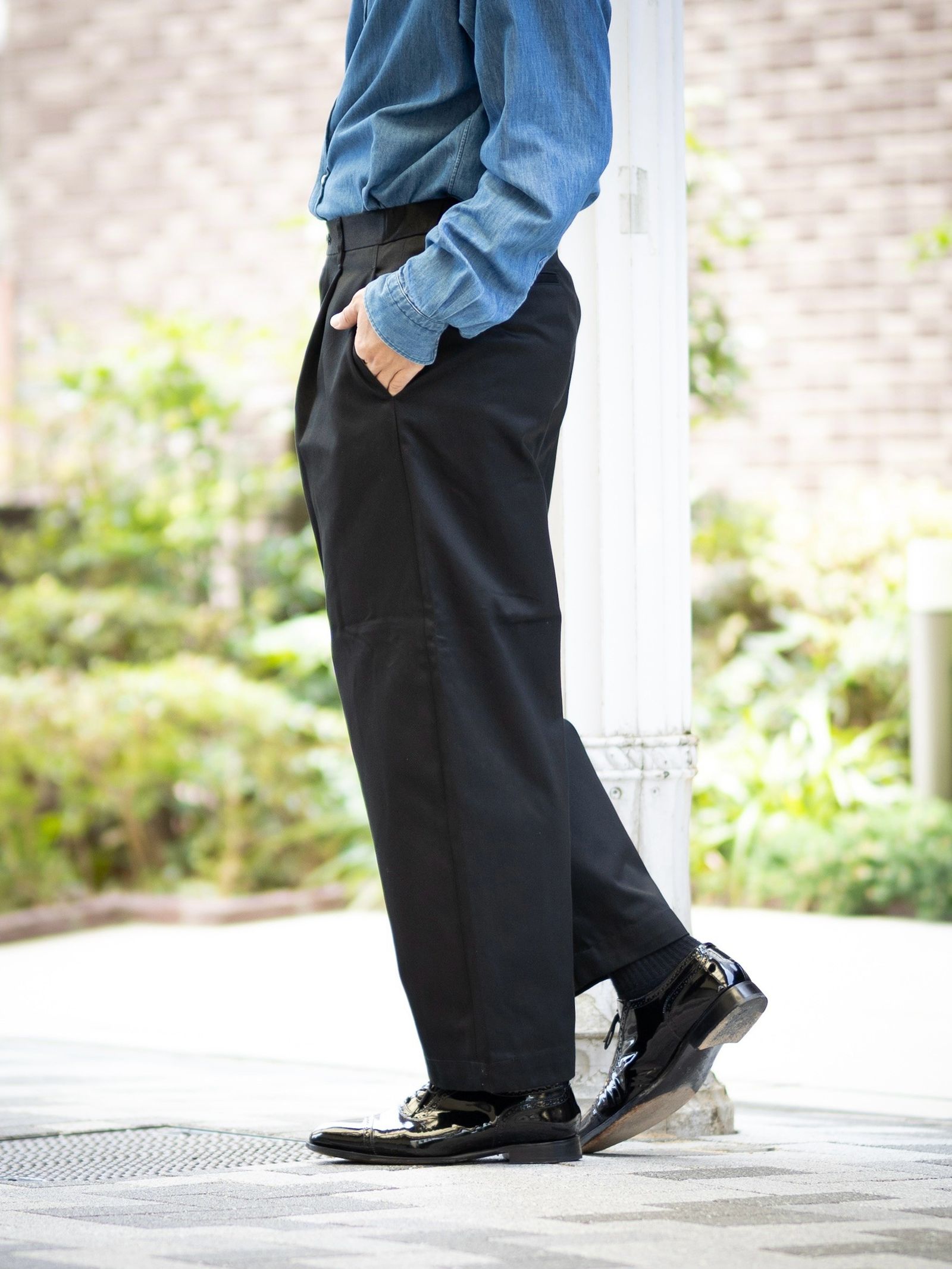 Graphpaper Westpoint Chino Wide Tapered Trousers (BLACK) MARKスタイル