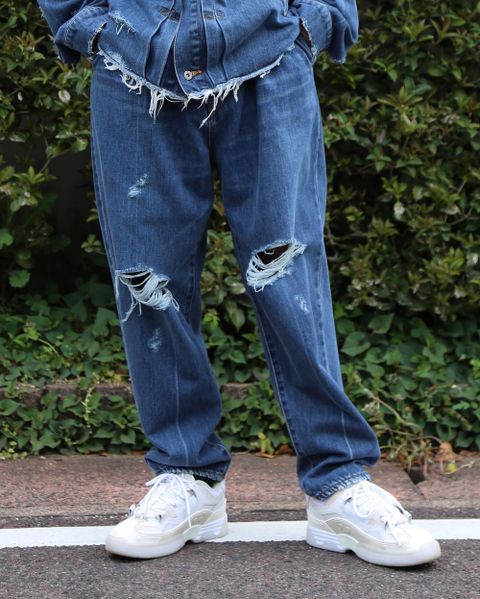 doublet 21ss DAMAGED SILK DENIM JACKET(21SS05BL114) style 2021.04.14.