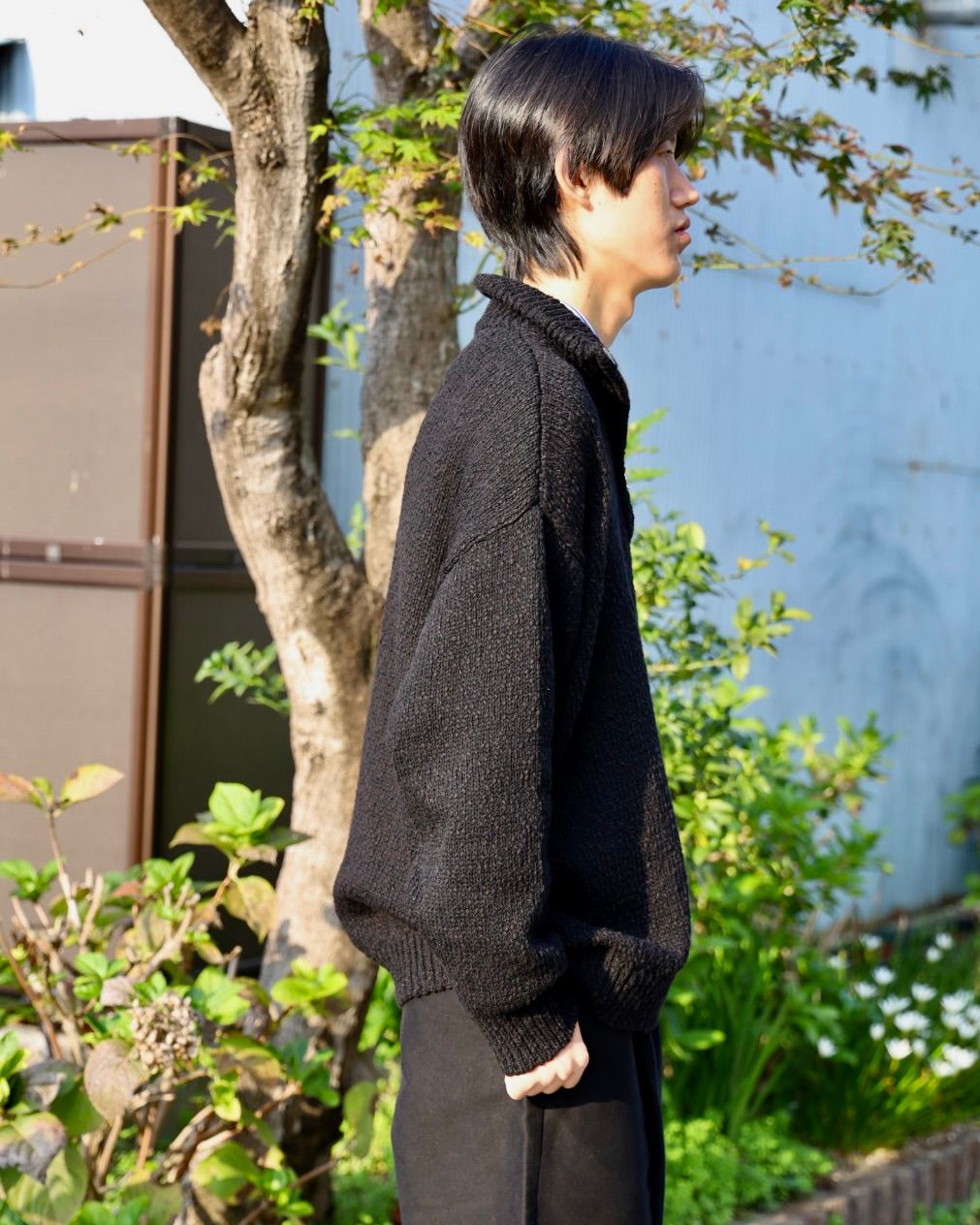 Graphapaper Cotton Wool Slub Oversized Half Zip Knit MARK STYLE
