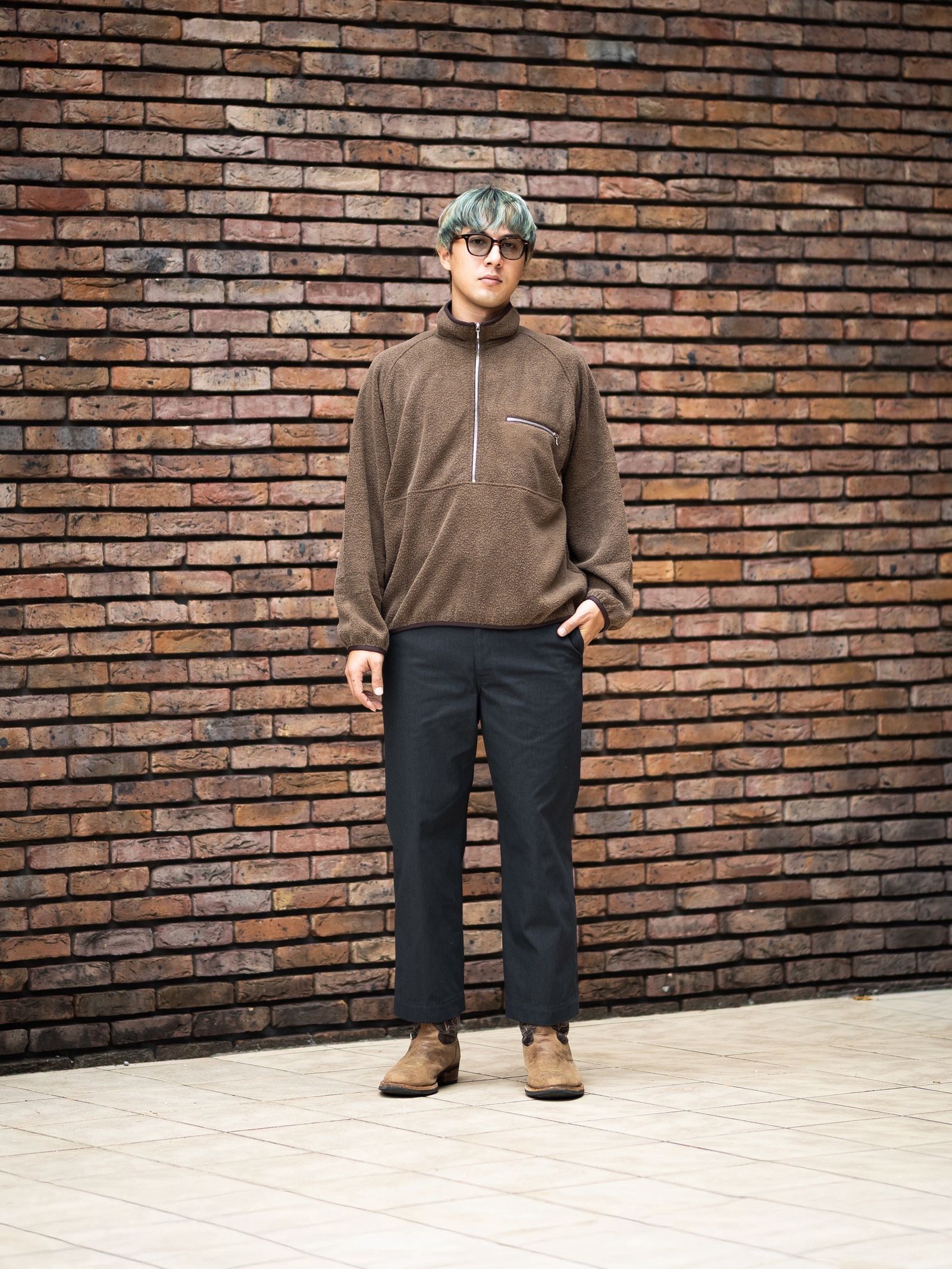 A.PRESSE Vintage Silk Fleece Harf ZIP Jacket MARK STYLE