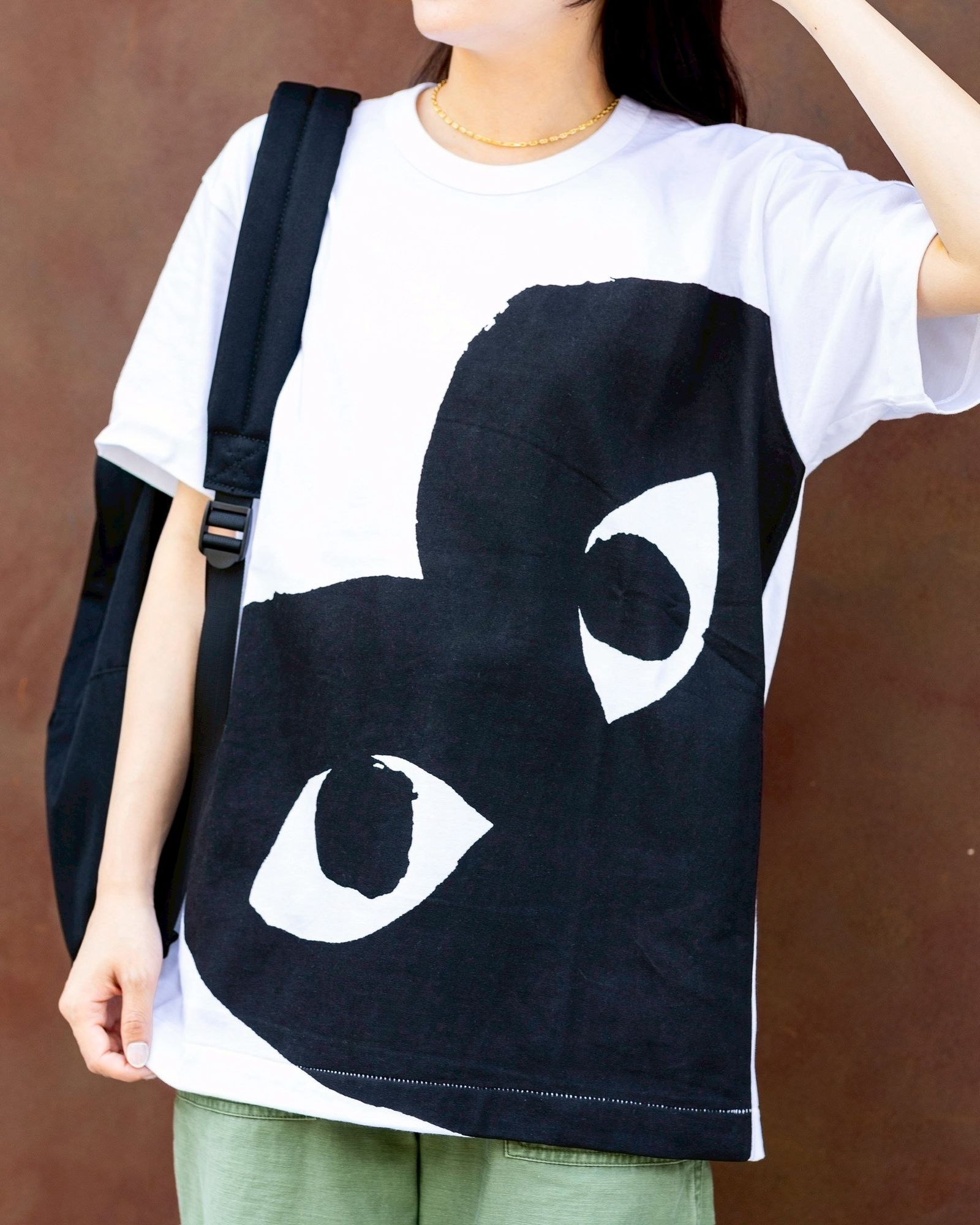 コムデギャルソン プレイ Tシャツ ブラック レディース Lサイズ 美品 loveletters_az-t063
