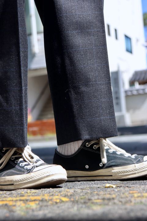 A.PRESSE 23AW Windowpane Jacketスタイル