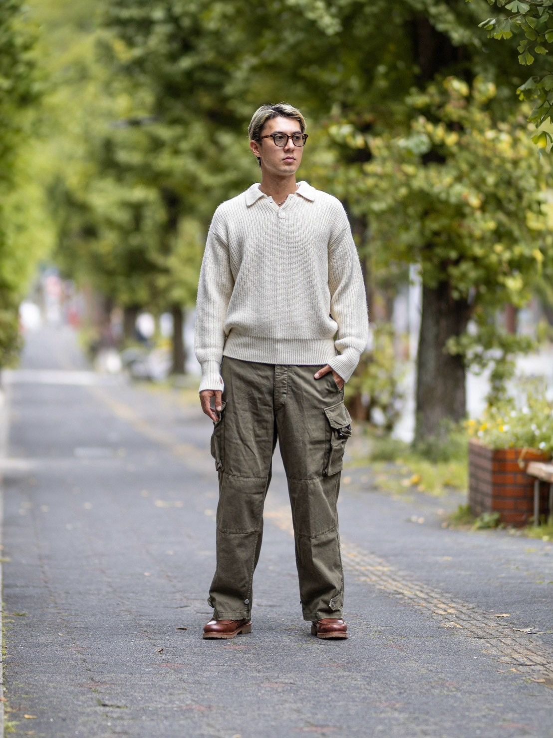 MARKAWARE RIBBED POLO COLLAR JUMPER MARKスタイル