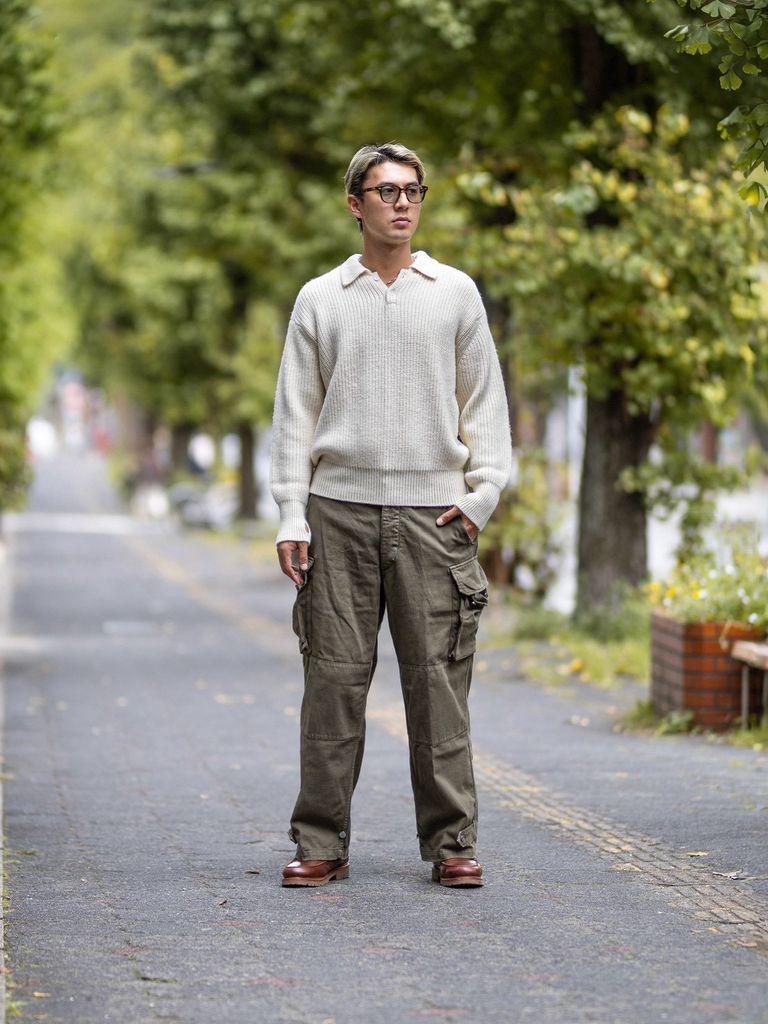 MARKAWARE RIBBED POLO COLLAR JUMPER MARKスタイル