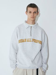 SEDAN ALL-PURPOSE FW23 Arch Logo Quarter Zip Sweatshirt"Ash"スタイル
