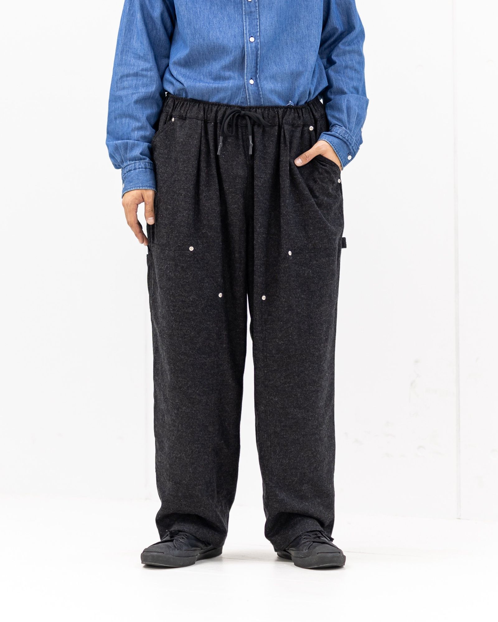 S.F.C 25FW エスエフシー CASHMERE WOOL DOUBLE KNEE PANTS(SFCFW25P08)Black M