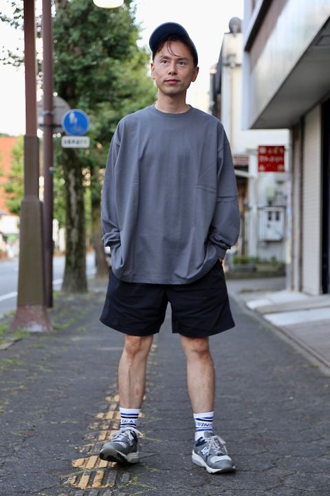 Graphpaper L/S Oversized Tee"GRAY"style.2020.8.28.