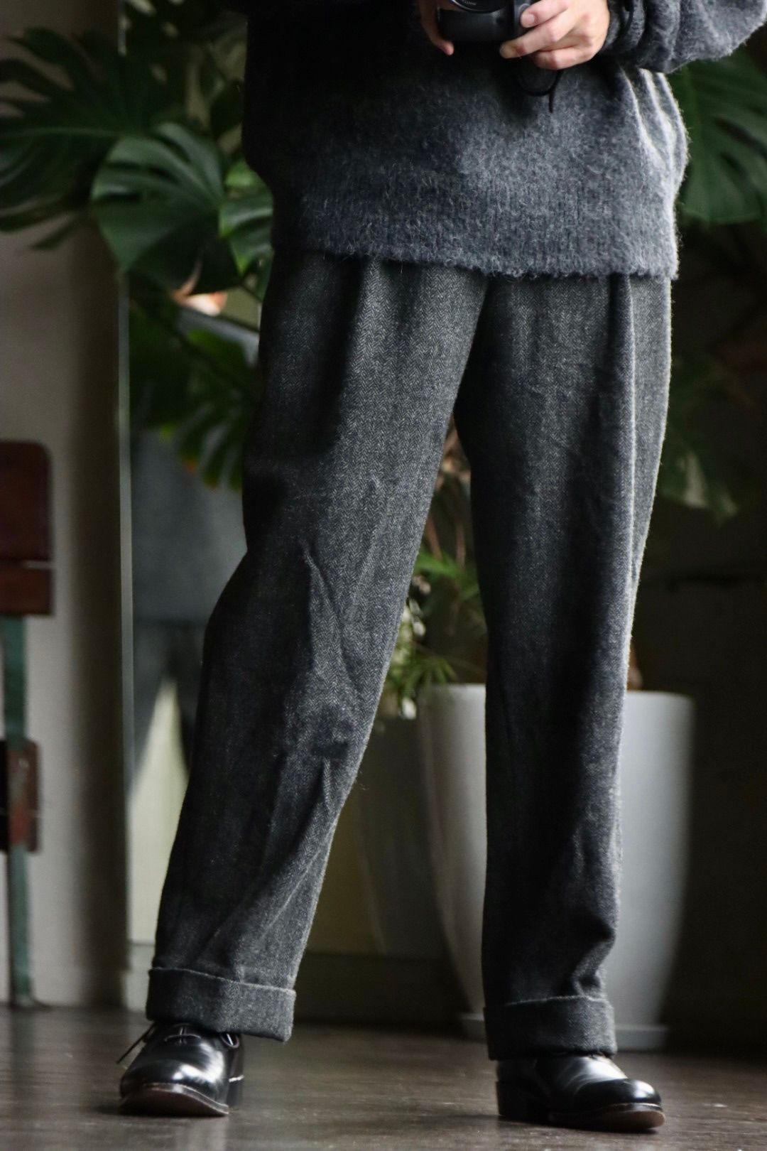 アプレッセ22AWTweed Two Tack Trousers チャコール2 コモリ パンツ