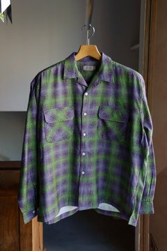 セダンオールパーパス FW25 Printed Plaid Flannel Open Collar Shirt(SD25F-SH02)Green×Purple☆9月6日(土)発売！