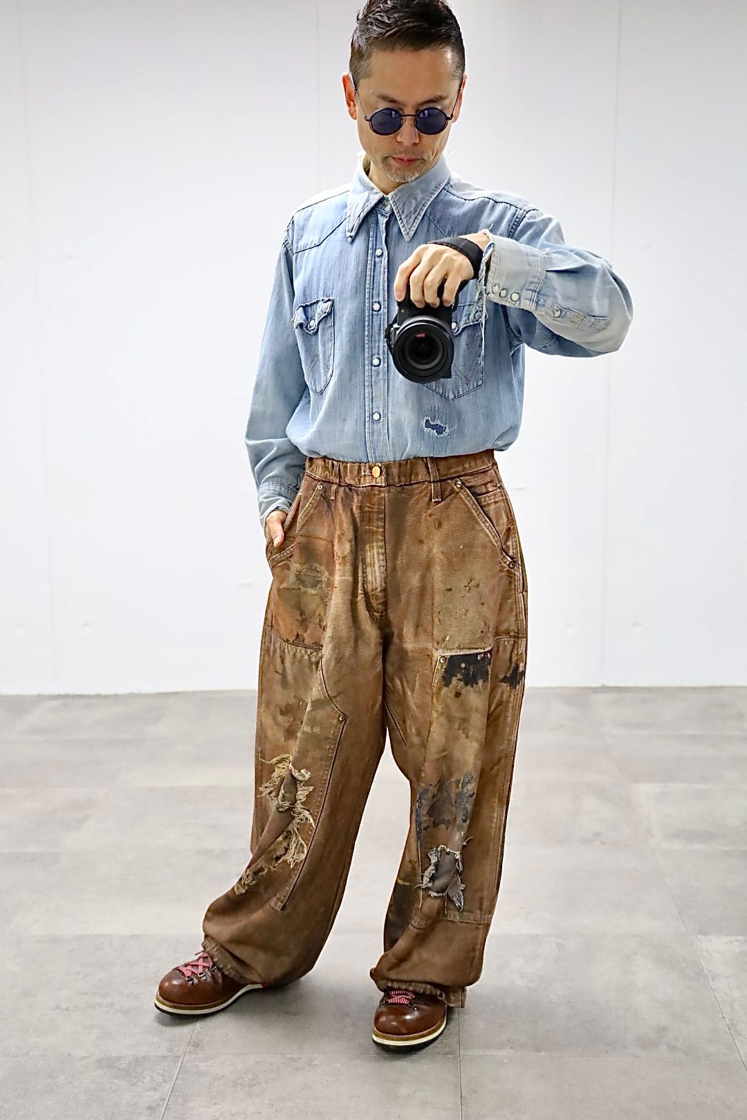 TALKING ABOUT THE ABSTRACTION PRINT DUCK WIDE PT"BROWN"スタイル