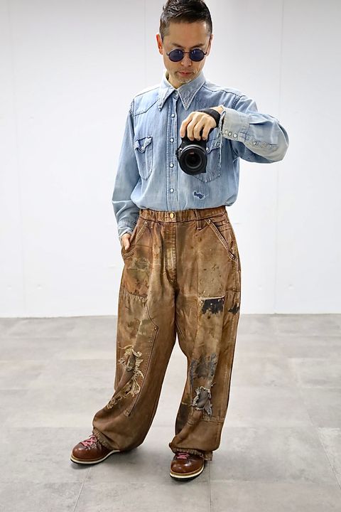 TALKING ABOUT THE ABSTRACTION PRINT DUCK WIDE PT"BROWN"スタイル