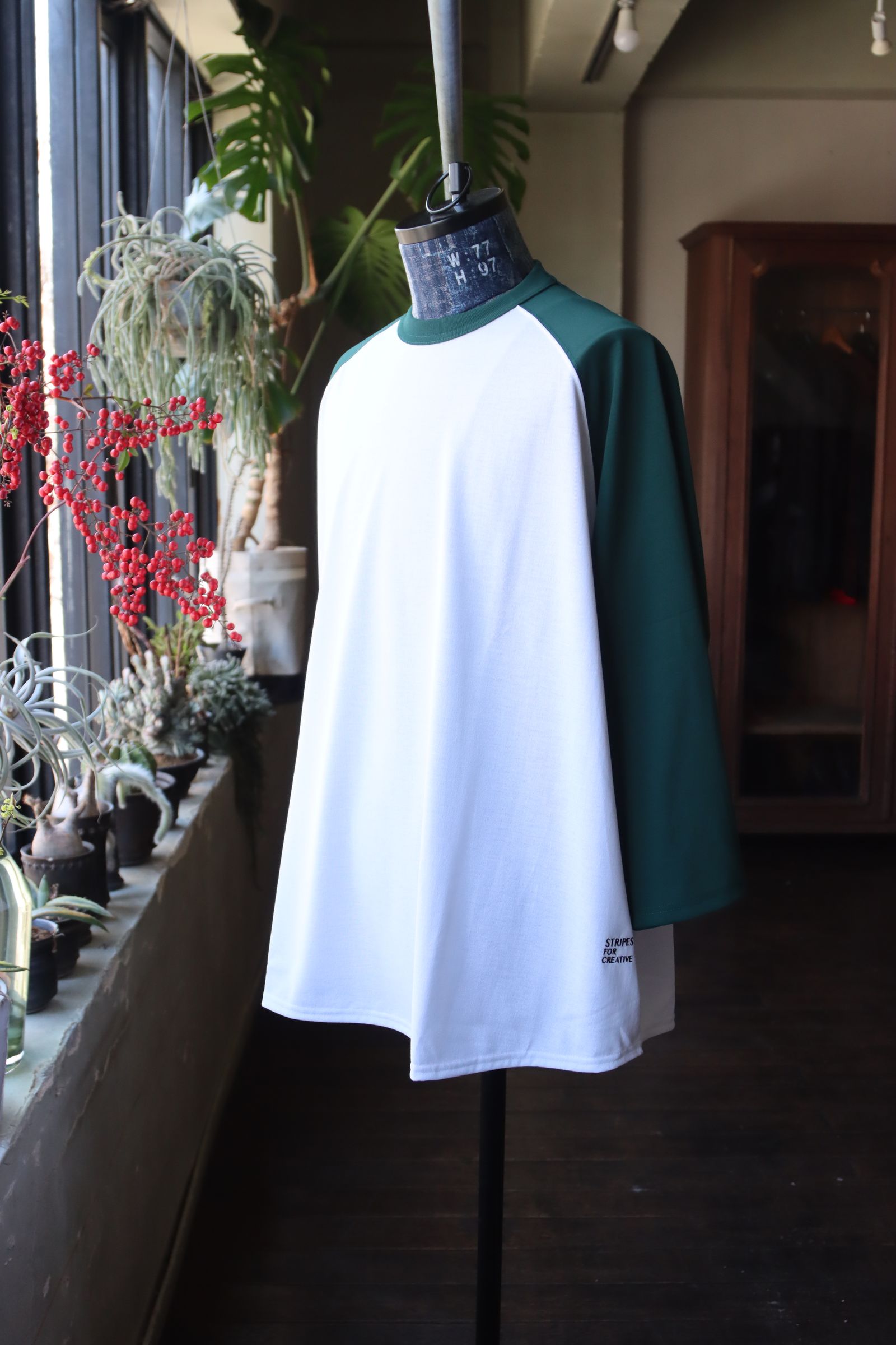 S.F.C 24SS エスエフシー RAGLAN BASEBALL TEE(SFCSS24CS12)White/Green