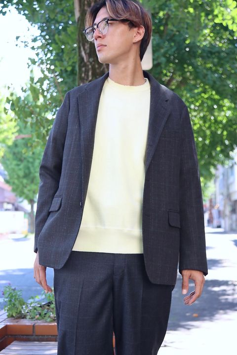 A.PRESSE 23AW Windowpane Jacketスタイル