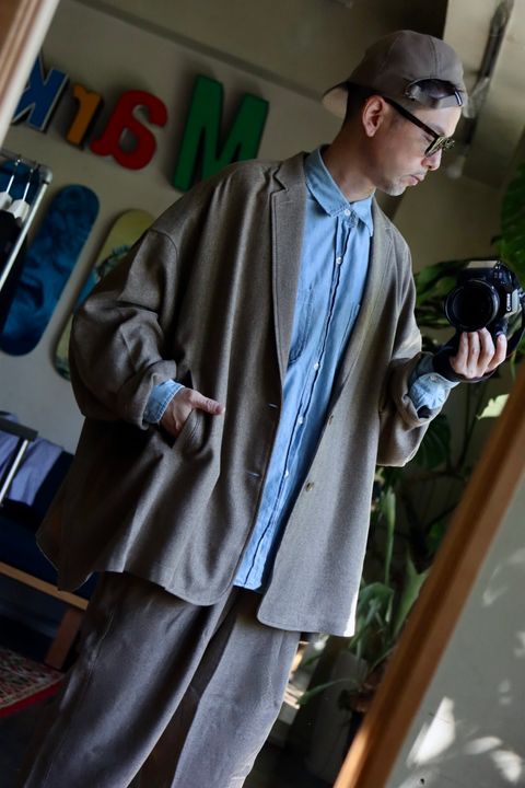 S.F.C 23FW TAILORED SHIRT JACKET"BEIGE"スタイル