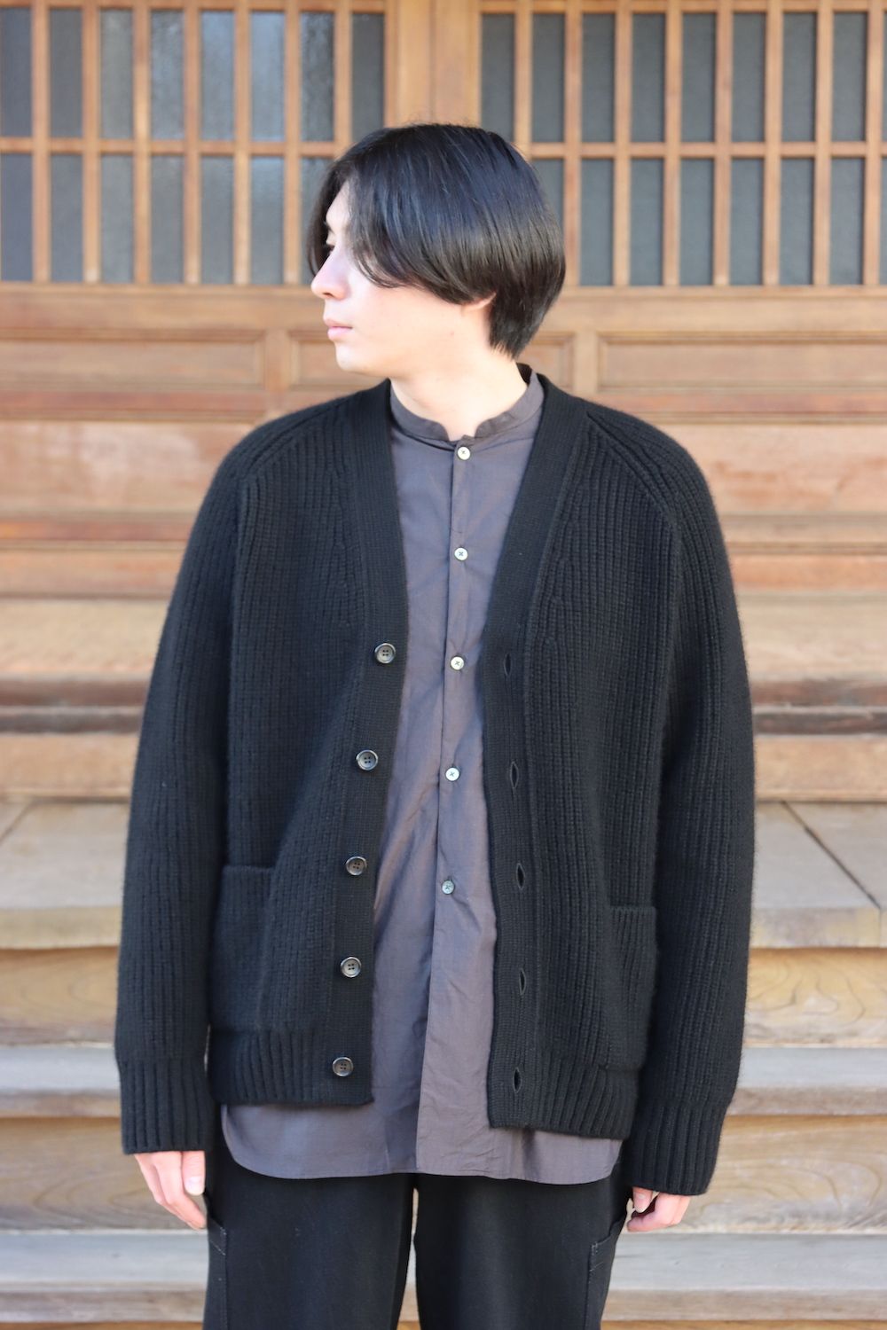 Cotton Knit Polo Cardigan