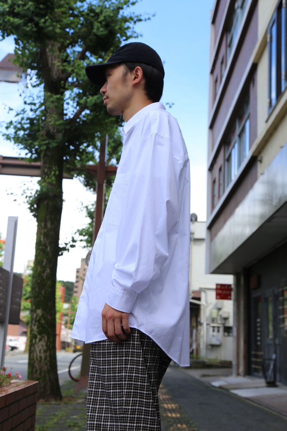 Graphpaper Broad L/S Oversized Regular Collar Shirt(GM203-50110B)"WHITE"Style.2020.7.14.