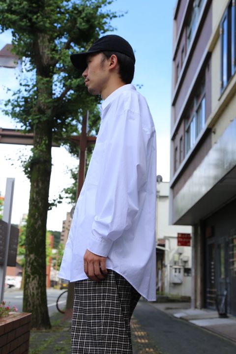 Graphpaper Broad L/S Oversized Regular Collar Shirt(GM203-50110B)"WHITE"Style.2020.7.14.