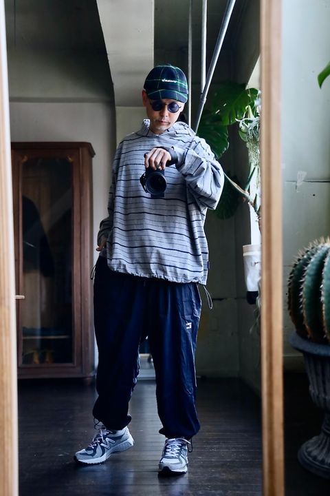 S.F.C 25SS HOODIE MIX SIDE STRIPE LS TEE"Grey-Navy"スタイル