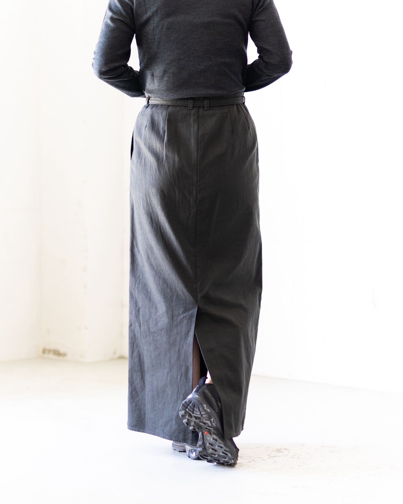 blurhms Women's 25FW Cotton Serge Belted Skirt(BHSW25F7)InkBlack