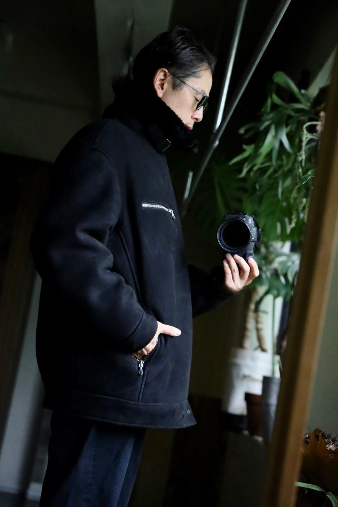 グラフペーパー24AW Sheep Mouton Aviator Jacket(GU243-20080)BLACK