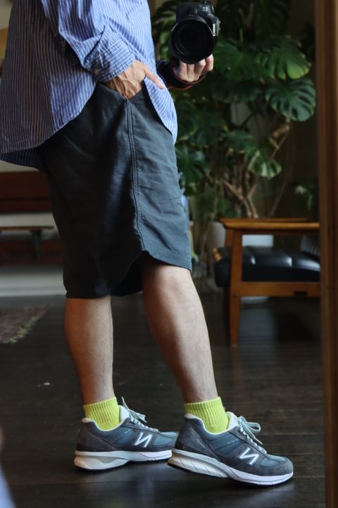グラフペーパー 22SS Linen Baggy Shorts"GRAY"スタイル.2022.6.02.