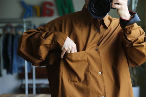 Graphpaper Broad L/S Oversized Regular Collar Shirt"BROWN"style.2021.5.25.