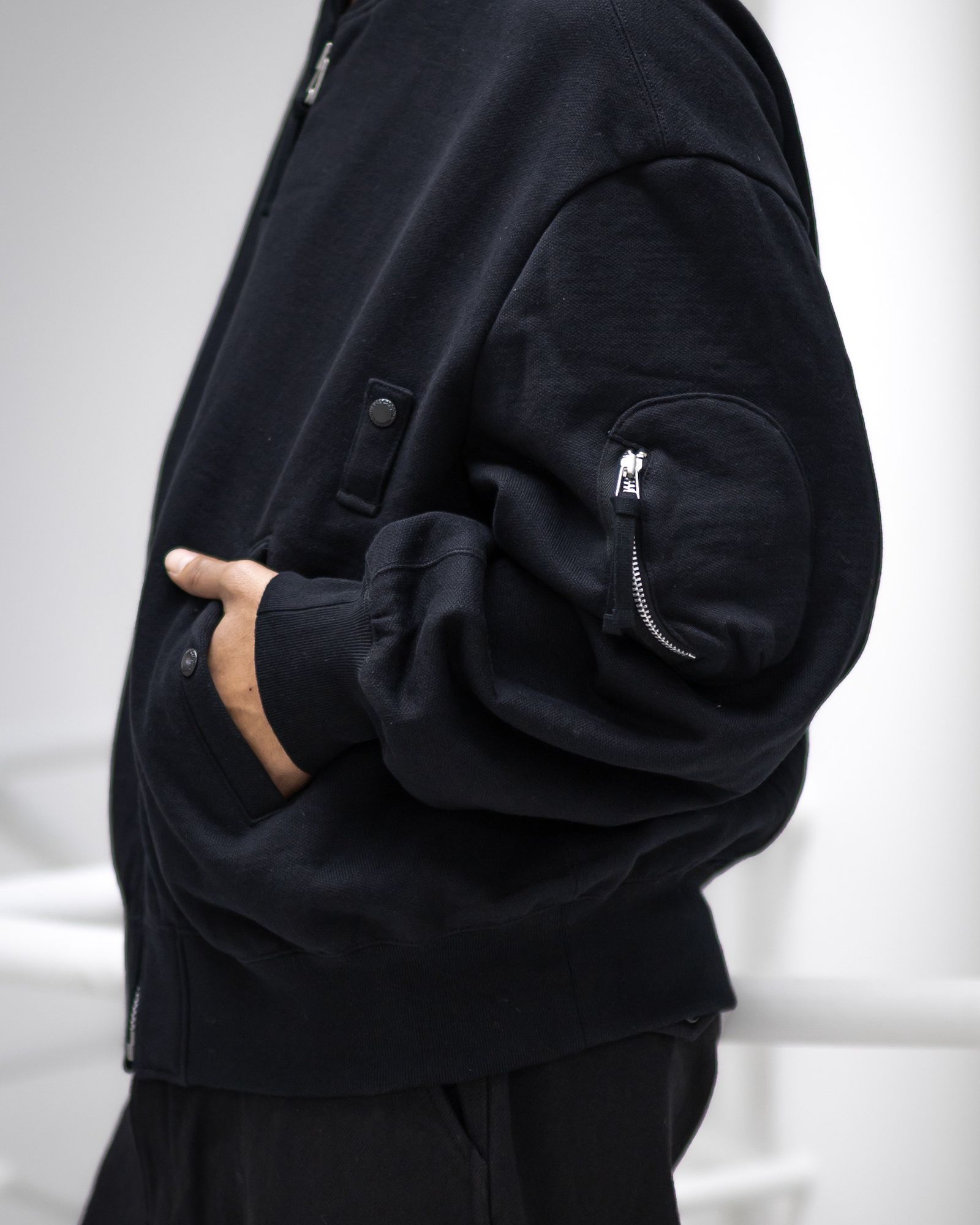 コムデギャルソンオム25FW 綿ウール裏毛MA-1ジャケット(HP-T021-051)BLACK