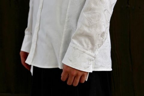 sulvam OX left embro shirt"WHITE"Style.2020.7.29.