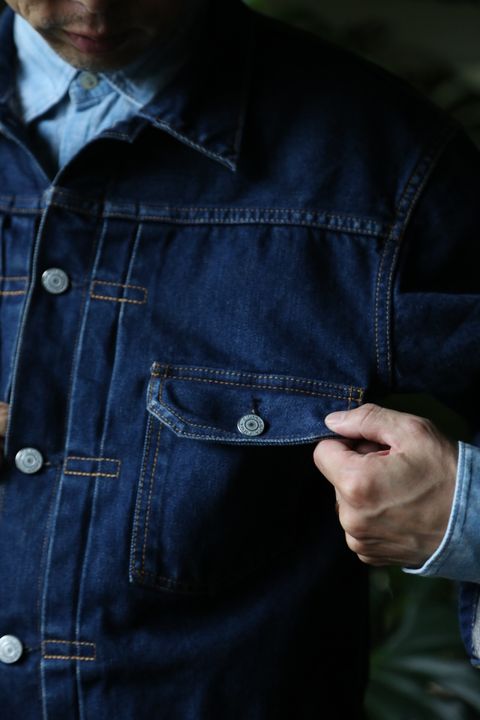 CIOTA本藍スビンコットン13.5ozデニムGジャン"ダークブルーダメージ"style.8.13.