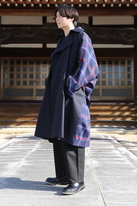 KIDILL 2020AW Trench Coat(KL447) "Navy×Blue Tartan" style.2020.12.6.