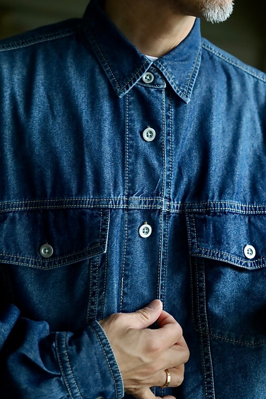 フレッシュサービス 26AW N/C TECH DENIM TRUCKER SHIRT(FSC263-50043)DARK WASH