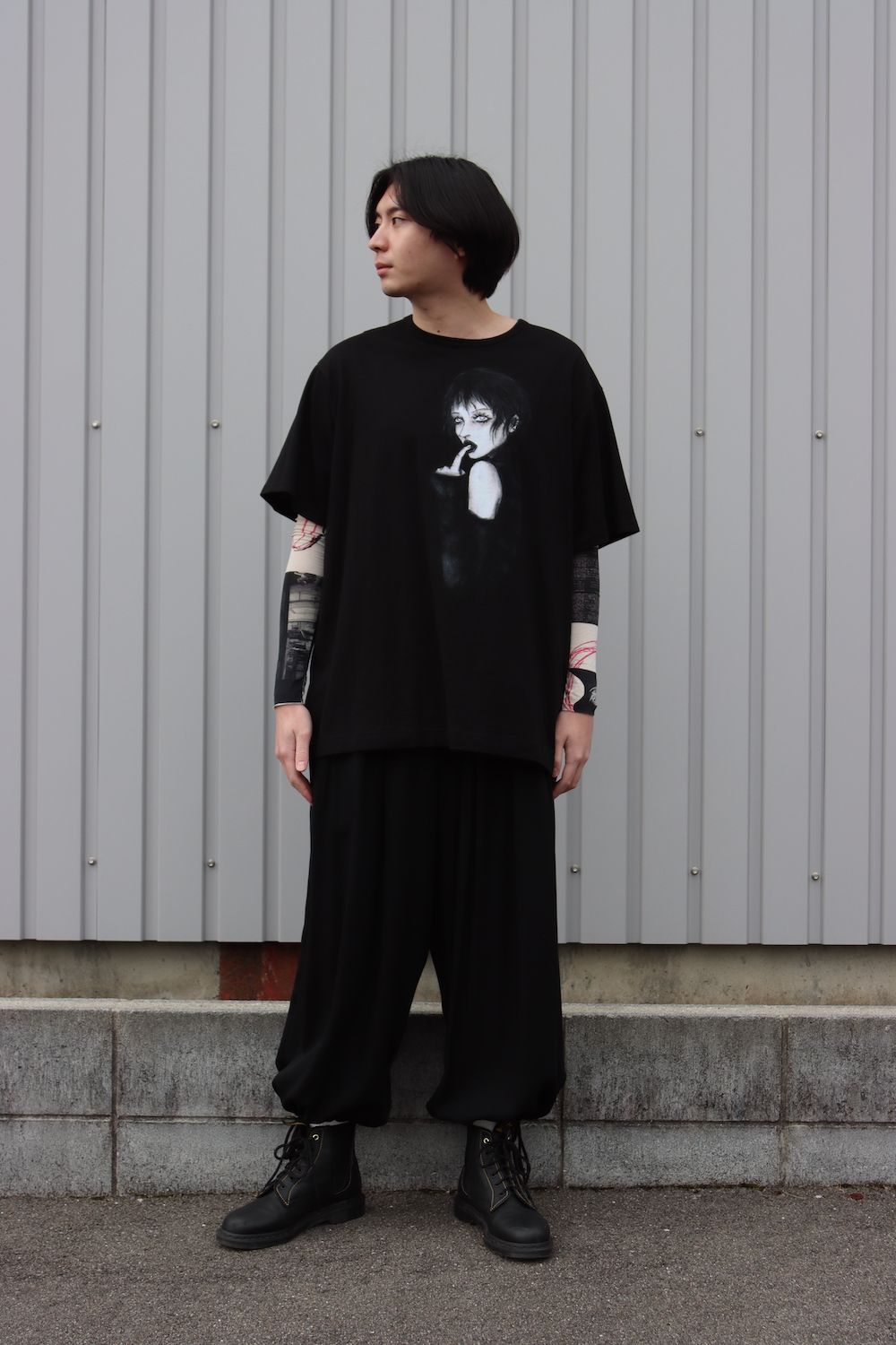 yohji yamamoto MAHABARA 女インジェクトプリントTシャツ