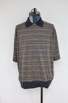 マーカ 26SS ワンボタンポロTシャツ ONE BUTTON POLO TEE S/S(M26A12CS01B)BEIGE BORDER☆新作発売！