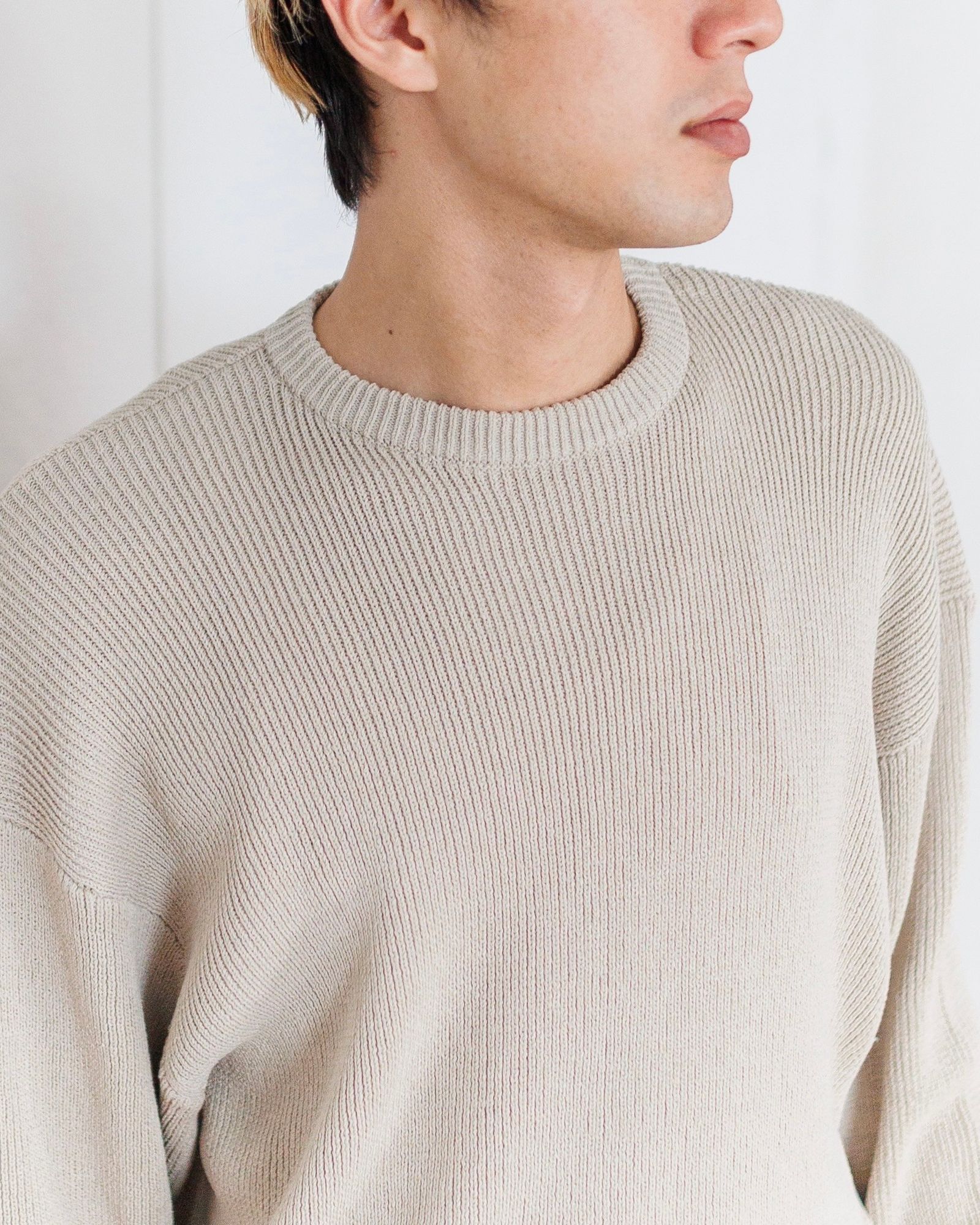 グラフペーパー Linen Solotex Loose Rib Crew Neck 3月1日(土