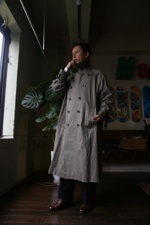 YOKE 21AW REVERSIBLE TRENCH COAT SAGE GREEN style.8.13.