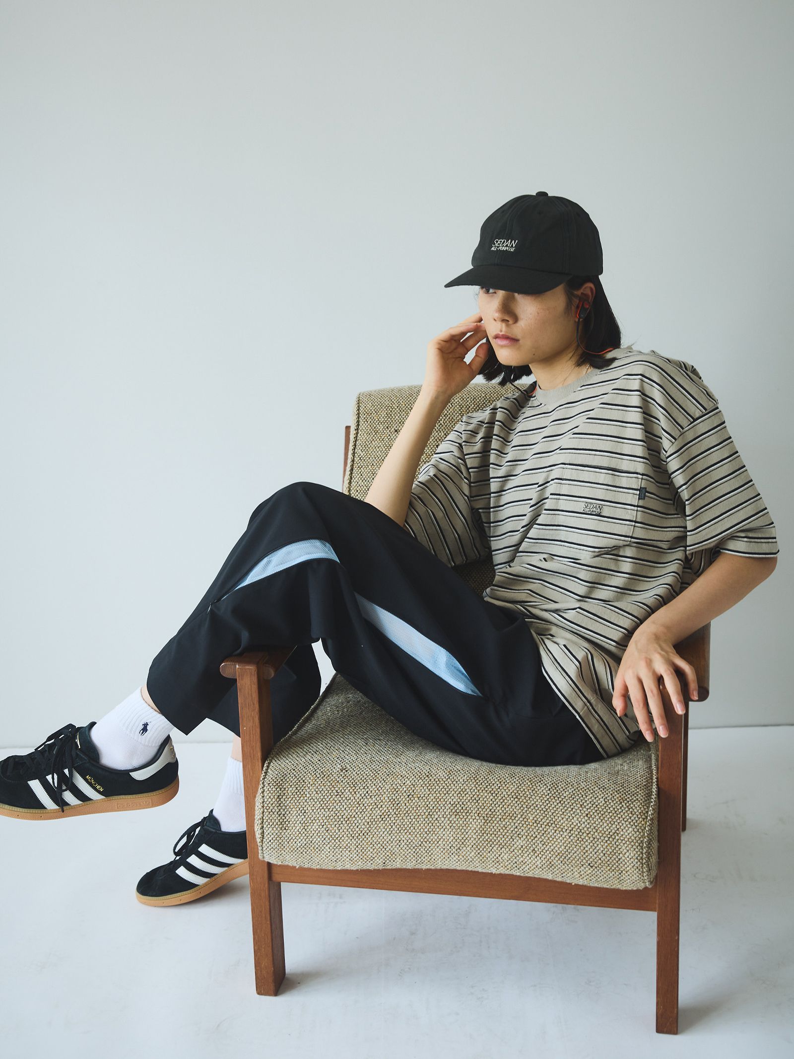 セダンオールパーパス SS24  Striped S/S Pocket Tee(SD24S-CT05)Khaki Black☆4月20日(土)発売！
