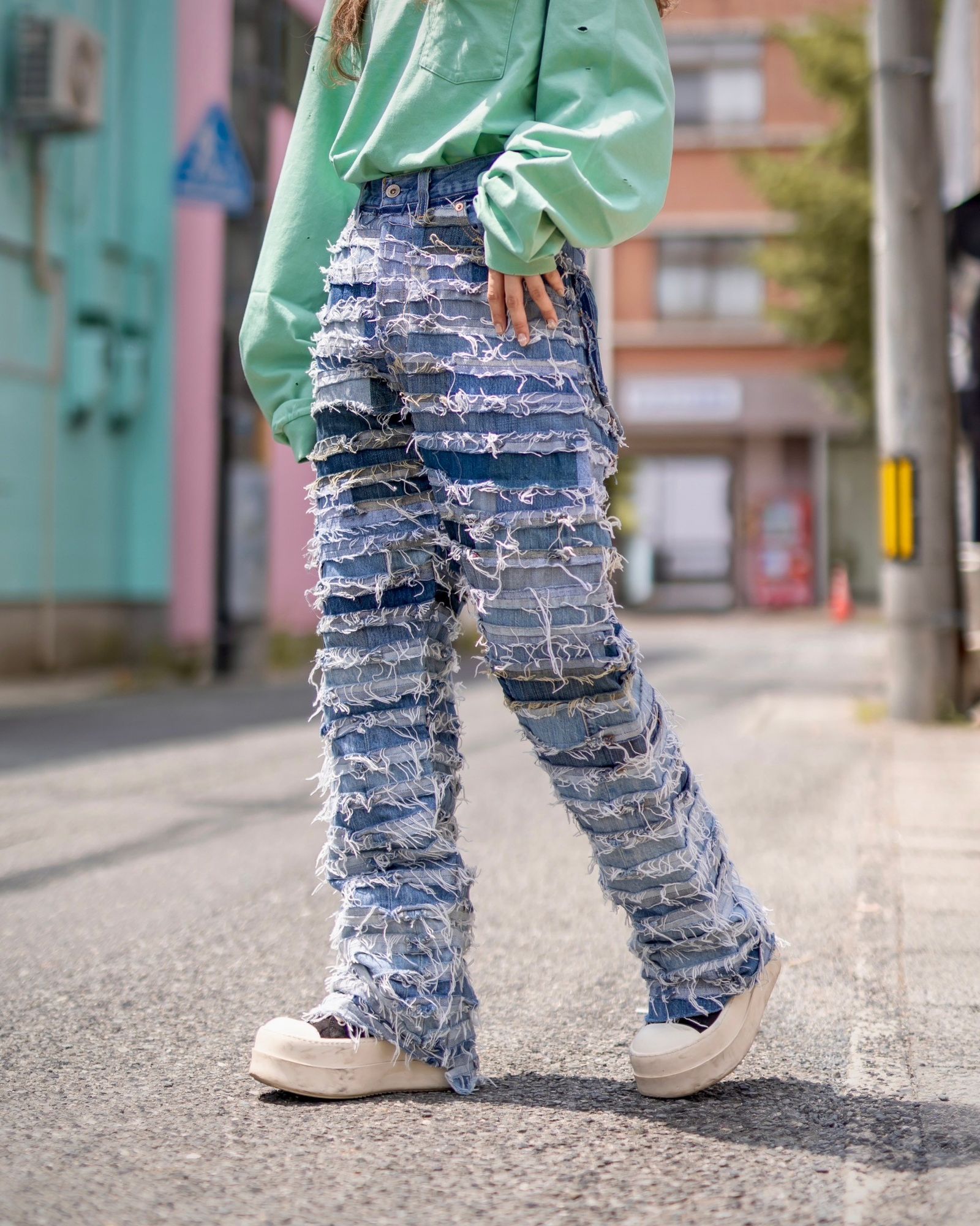 doublet - ダブレット24AW MUMMY UPCYCLE DENIM PANTS(24AW52PT290)INDIGO | mark