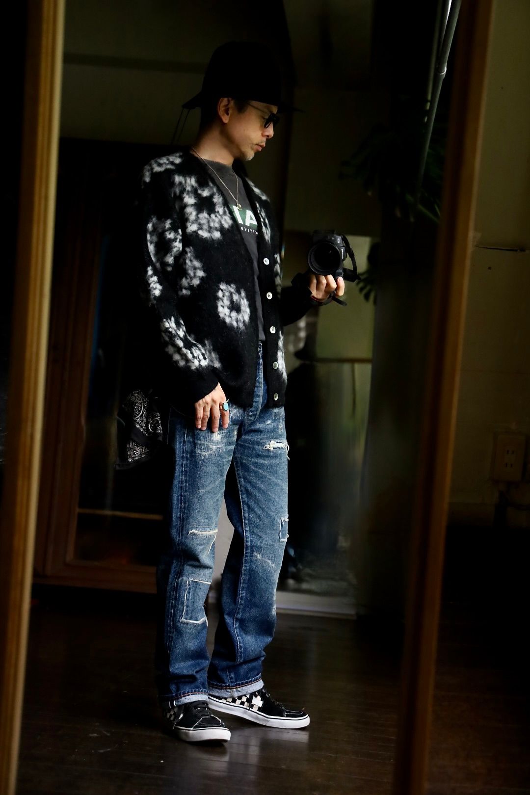 セントマイケル デニムティアーズコラボ DT_MH CARDIGAN (SM-YS1-0000-C50)BLACK☆再入荷しました！