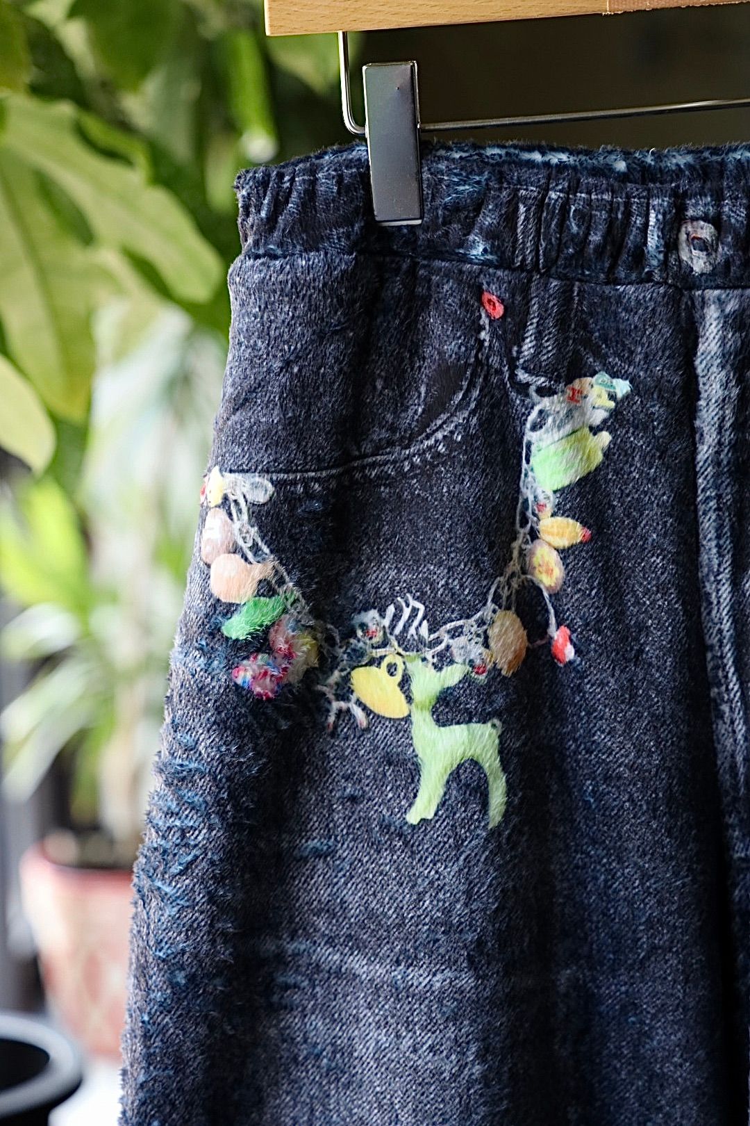 トーキングアバウト ジ アブストラクション 25AW FLEECE DENIM PRINT WIDE PANTS (2526AW-PT-005)BLACK☆新作発売！
